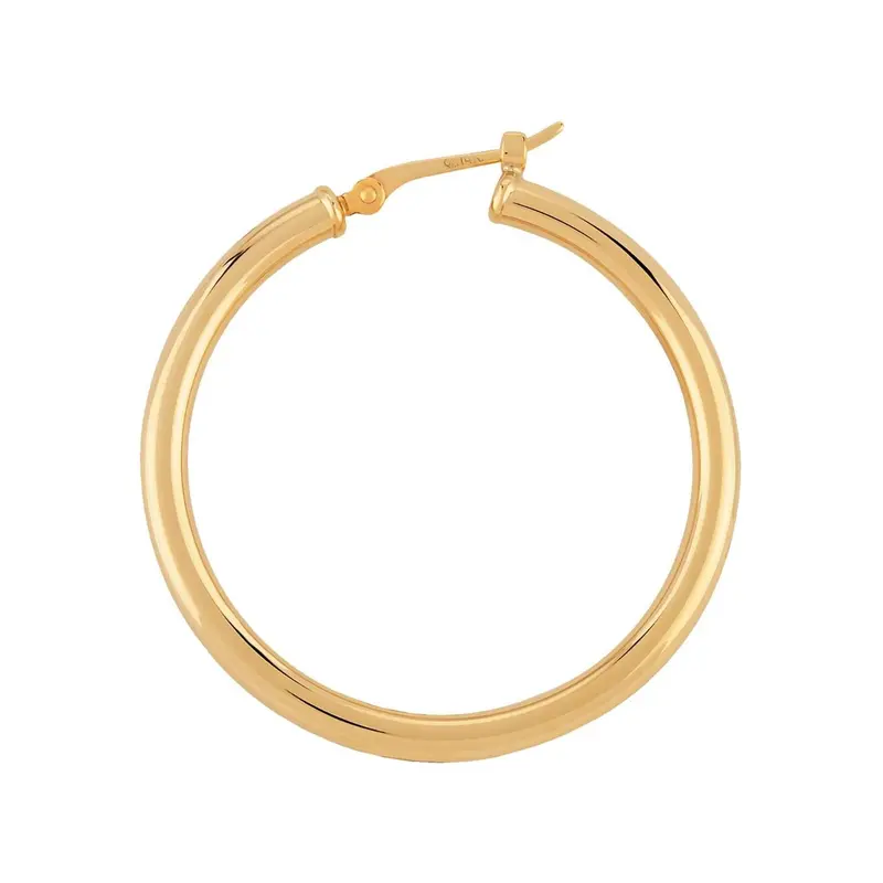 14K Gold Delicate 2.5Mm X 25Mm Seamless Hoop Earrings 1