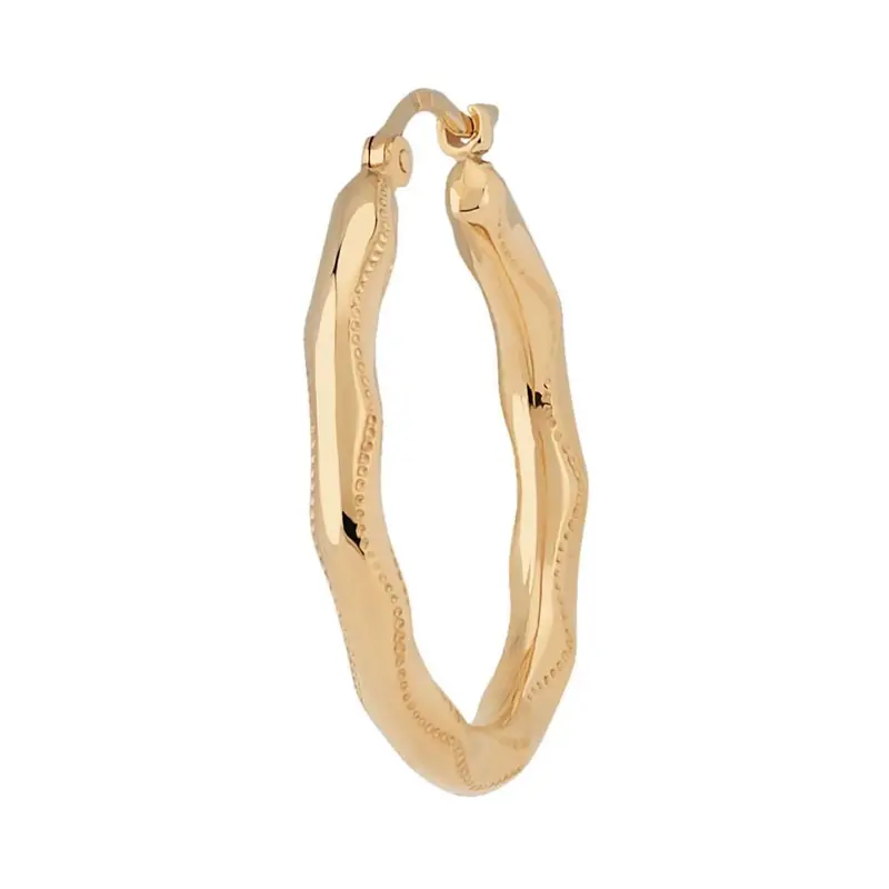 14K Gold Embossed Shell Motif Stud Earrings 1