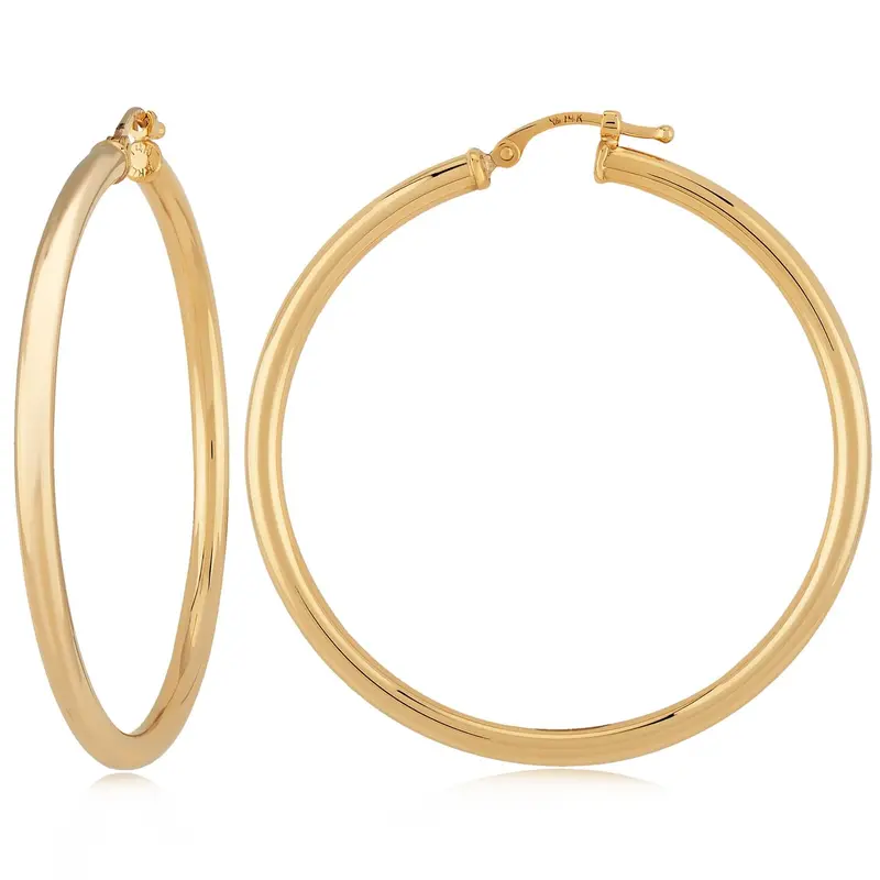 14K Gold Slim 2.5Mm X 40Mm Seamless Hoop Earrings 1