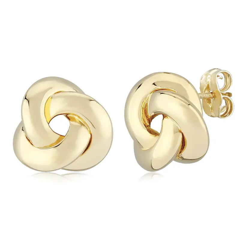 14K Gold Small Knot Detail Stud Earrings 1