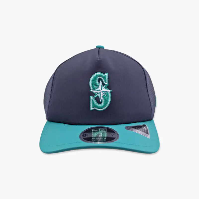 2026 Batting Practice Navy/Teal Apex Trucker Hat – Seattle Mariners 1