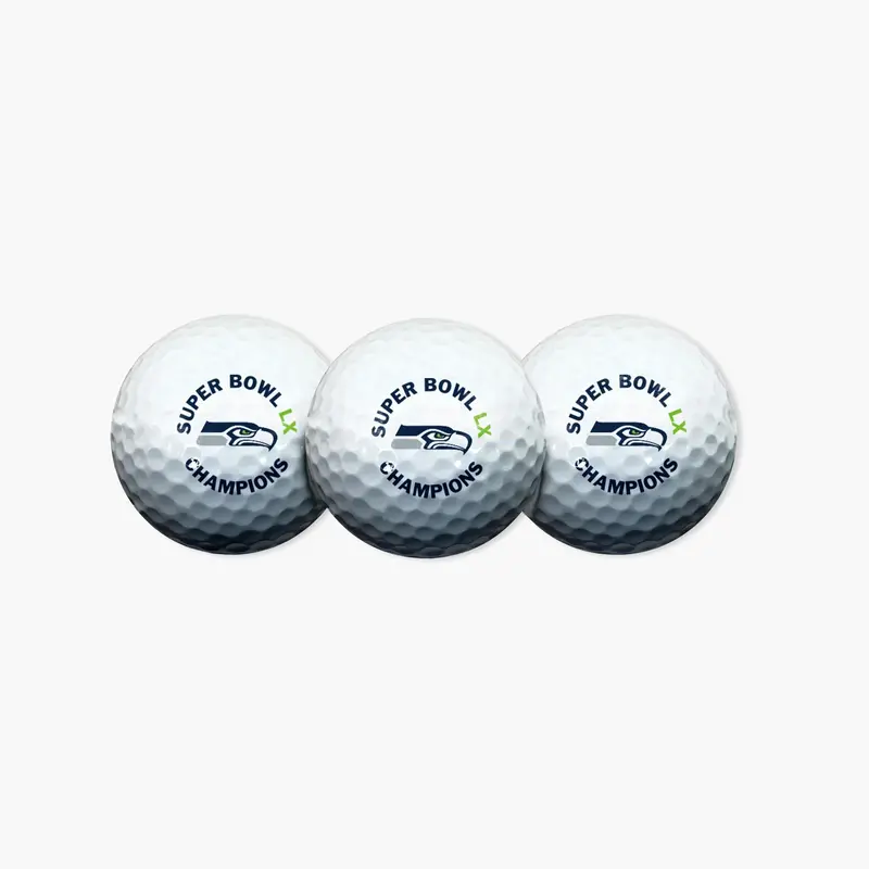3-Ball Golf Set Featuring Seattle Seahawks Super Bowl Lx Championship Design 1