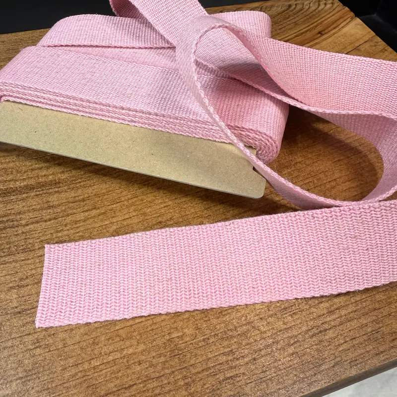 38Mm Japanese Linen-Blend Marble Webbing In Soft Pink – Sold Per Meter 1