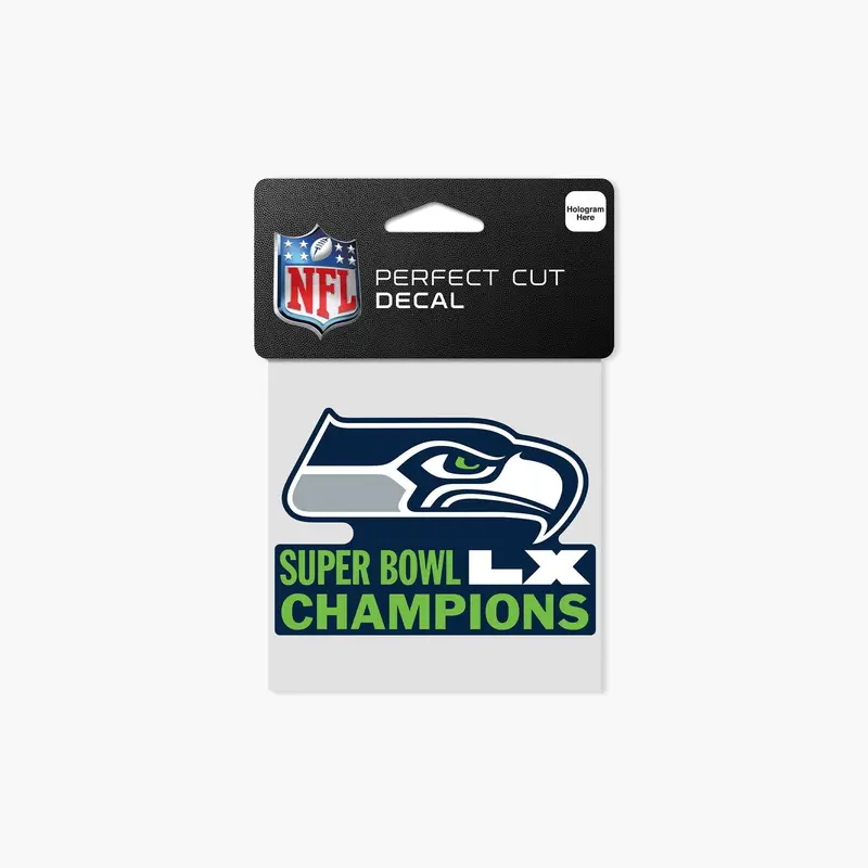 4" X 4" Perfect-Cut Decal Marking Seattle Seahawks Super Bowl Lx Victory 1
