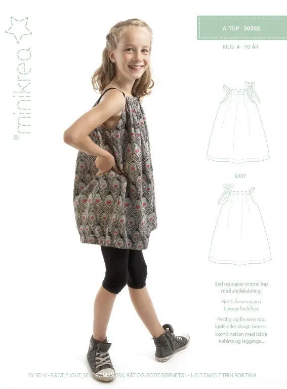 A-Top Children’S Sewing Pattern – Size Range 4–10 Years – Minikrea Design 1