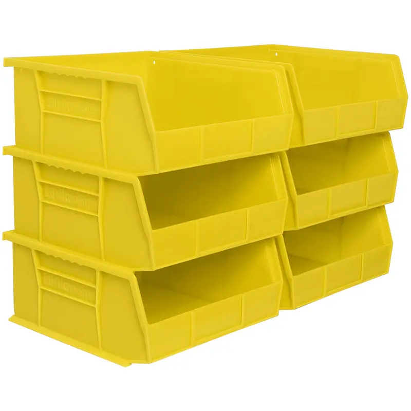 Akro-Mils 6-Pack Akrobins Stackable Plastic Bins – Yellow, Organizational Solution 1