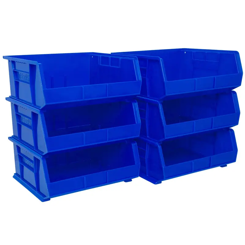 Akro-Mils Akrobins Storage System – Space-Efficient Blue Plastic Bins, 6-Pack 1