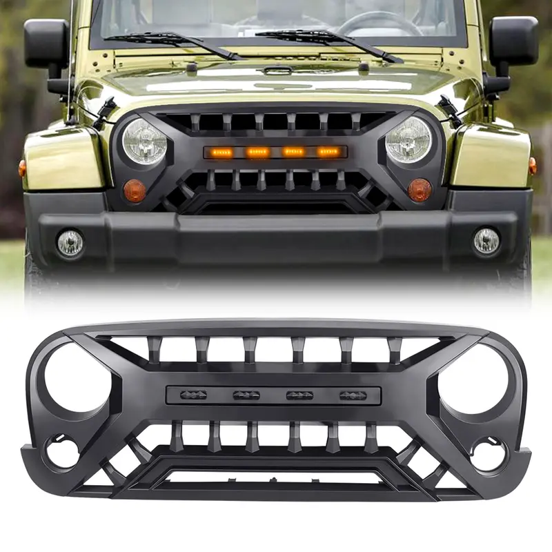 American Modified Armor Grille – Amber Led Light Integration For 2007–2008 Jeep Wrangler Jk 1