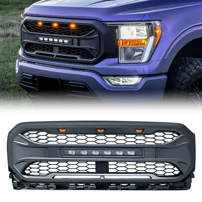 American Modified Armor-Style Grille For 2021–2023 Ford F-150 – Matte Black Finish 1