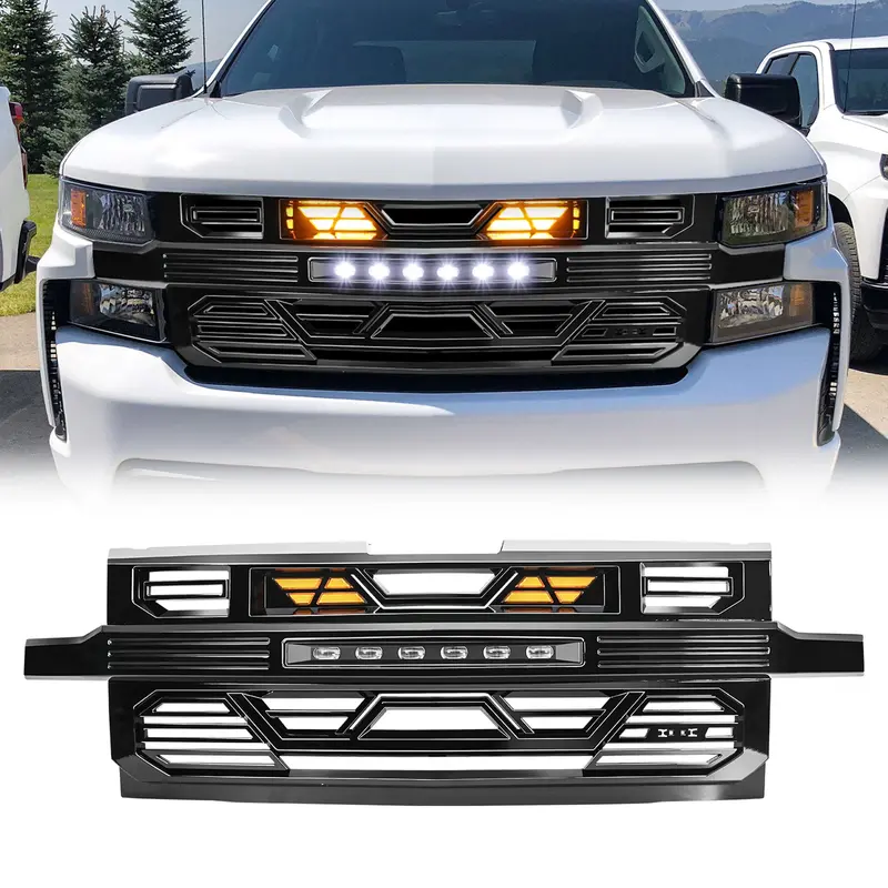 American Modified Gloss-Black Led Grille – Custom Fit For 2019–2021 Chevrolet Silverado 1500 1