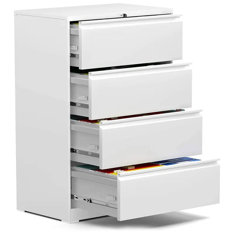 Aobabo 4-Drawer Locking File Cabinet For Letter/Legal Documents – White, Open-Box 1