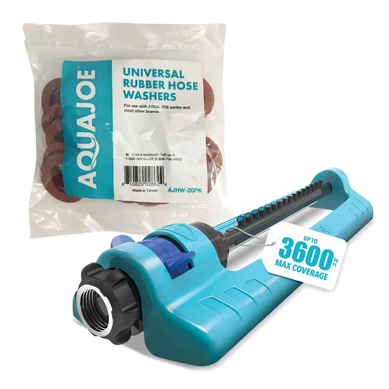 Aqua Joe 20-Piece Hose Washer Assortment + Full-Range Oscillating Lawn Sprinkler 1
