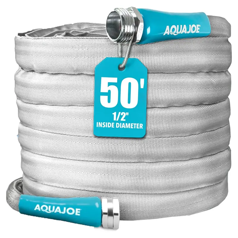 Aqua Joe Xtreme Fiberjacket Garden Hose – 50-Foot Kink-Resistant, 1/2-Inch Diameter (Open-Box) 1
