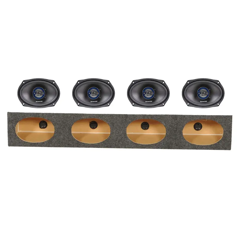 Autotek Street Machine 6X9 Coaxial Speaker Bundle With Qpower 4-Hole Wedge Enclosure 1