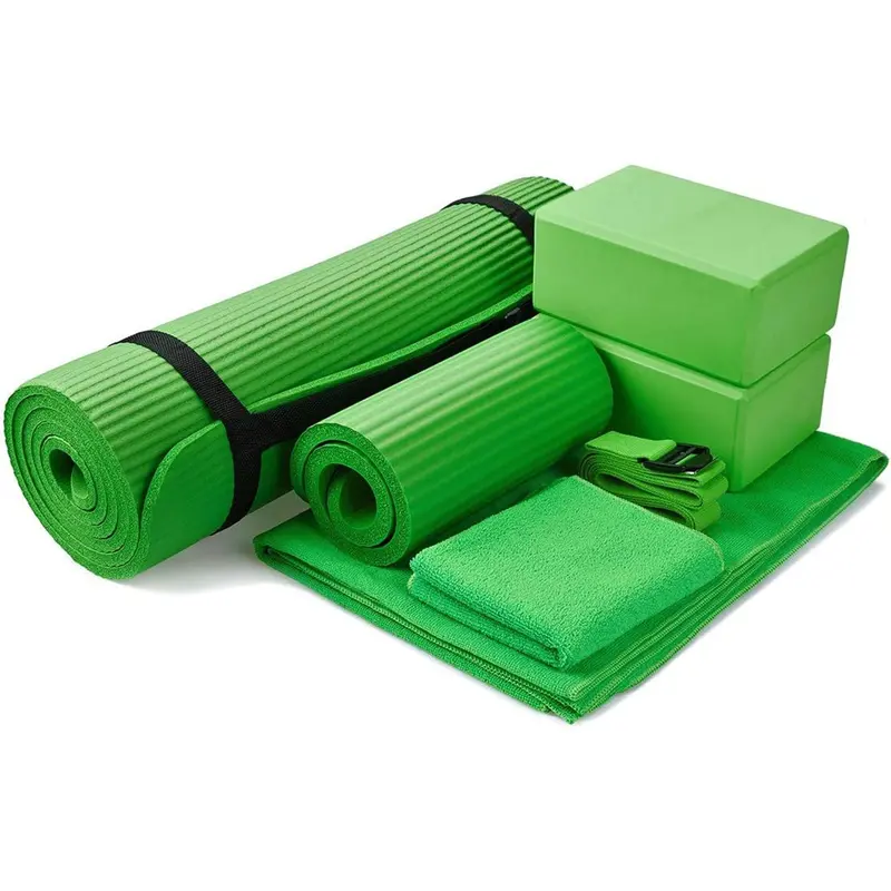 Balancefrom 7-Piece Yoga Kit: Eco-Friendly Mat, Stretch Strap, And Knee Pads In Sage Green (Pre-Owned) 1