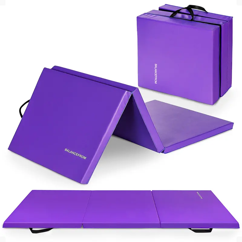 Balancefrom Gogym Folding Exercise Mat – 6' X 2', Tri-Panel Purple With Carry Handles 1