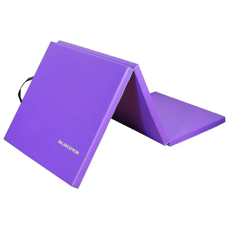 Balancefrom Gogym Folding Exercise Mat – 6' X 2' X 1.5", 3-Panel Purple Design 1