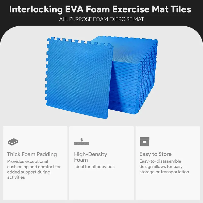 Balancefrom Interlocking Eva Foam Mat Tiles – 144 Sq Ft Blue Exercise Flooring System 2