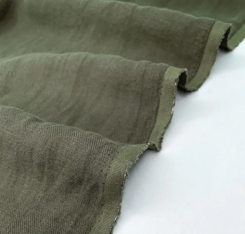 Bark-Colored Heavy Sand-Washed Linen Twill – Textured Natural Fiber Fabric 1