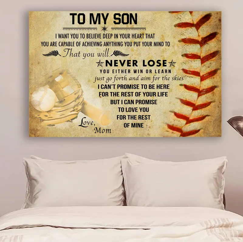 Baseball Poster: Mom To Son – Heartfelt 'Never Lose' Keepsake Wall Decor 1