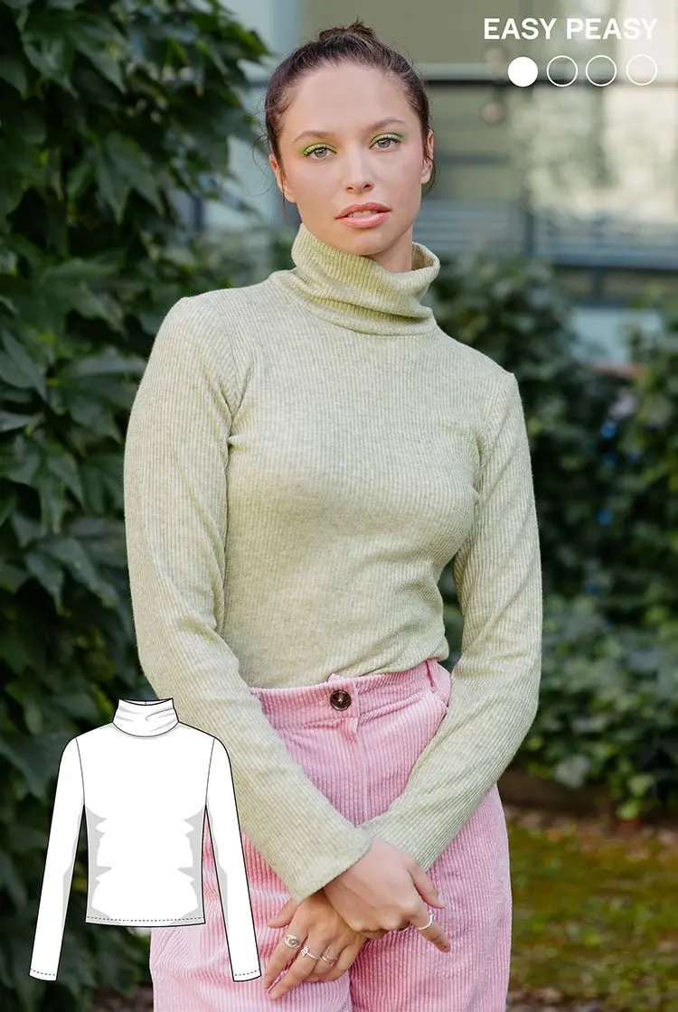 Basic Turtleneck Sewing Pattern – Cozy Knit-Style Top Template – Print-At-Home Alternative – Juliana Martejevs 1