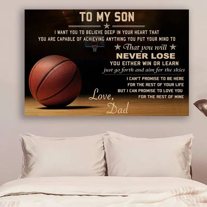 Basketball Poster: Father To Son – Encouraging 'Never Lose' Sports Wall Art 1
