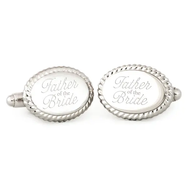 Beaded-Edge Oval Cuff Links For Father Of The Bride 1