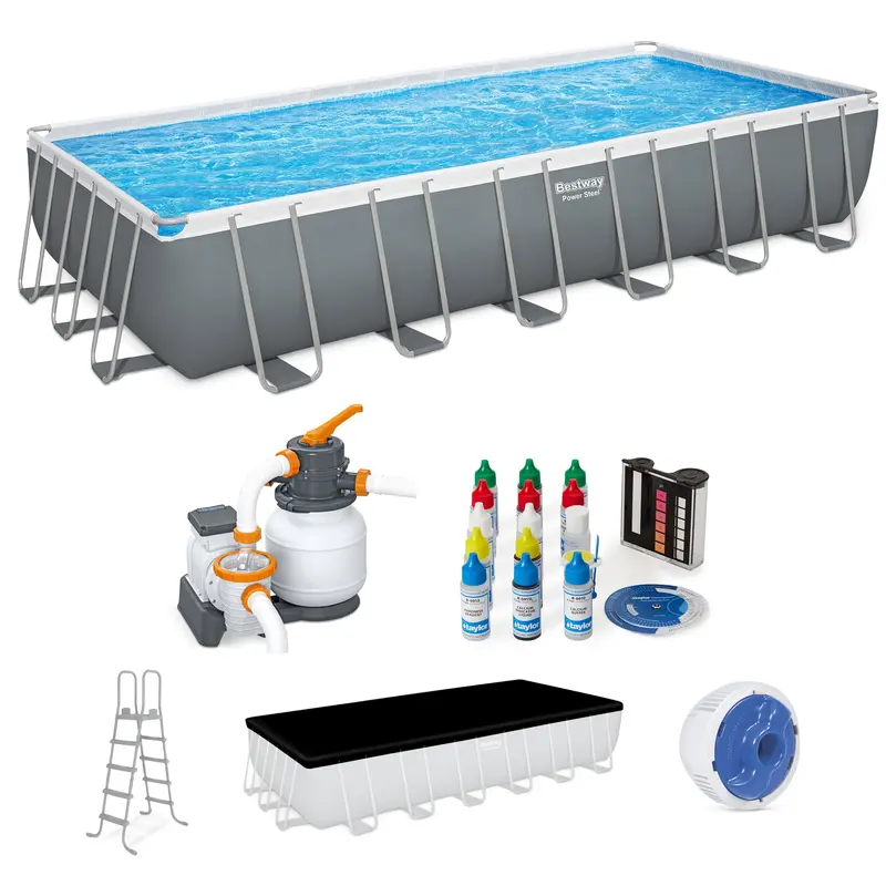 Bestway Family-Sized Rectangular Frame Pool – 24 Ft X 12 Ft X 52 In With Water Testing Kit 1