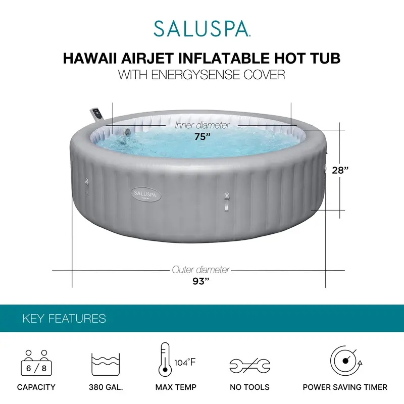 Bestway Hawaii Smart Airjet Inflatable Hot Tub With Energysense Insulated Cover (Open-Box) 2