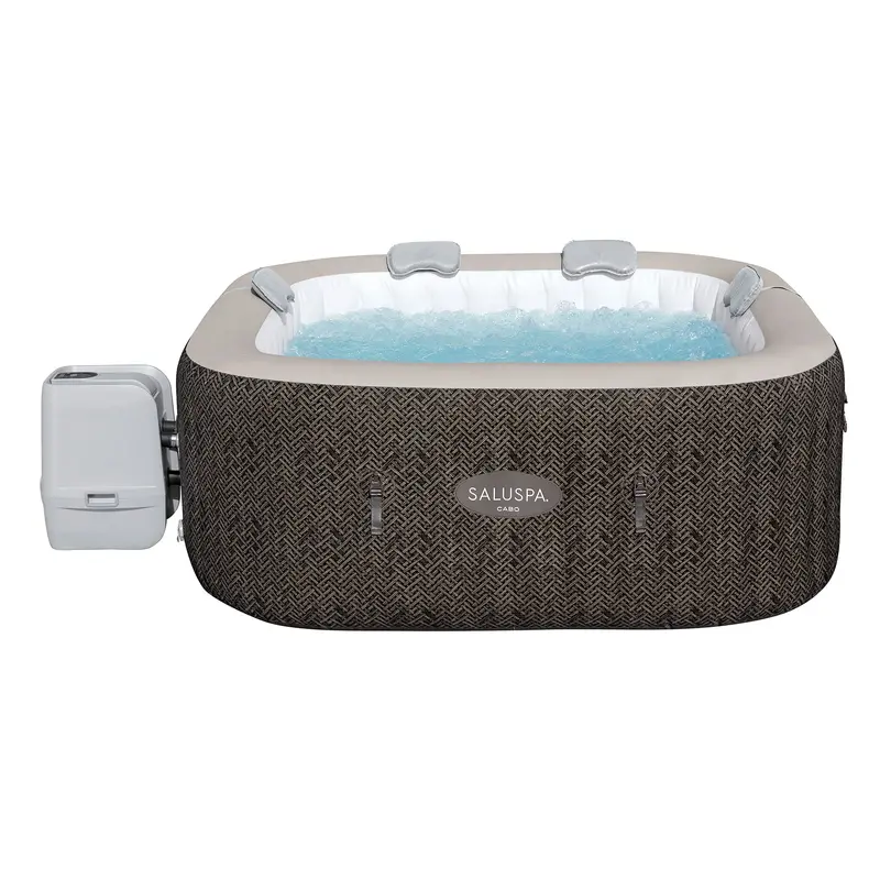 Bestway Saluspa Airjet Inflatable Square Hot Tub – 140 Air Jets, Brown Finish 1