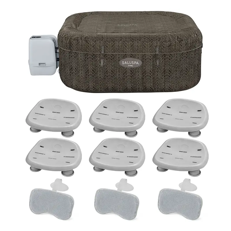Bestway Saluspa Airjet Inflatable Square Hot Tub – 6-Person Capacity With Triple Headrest Support 1