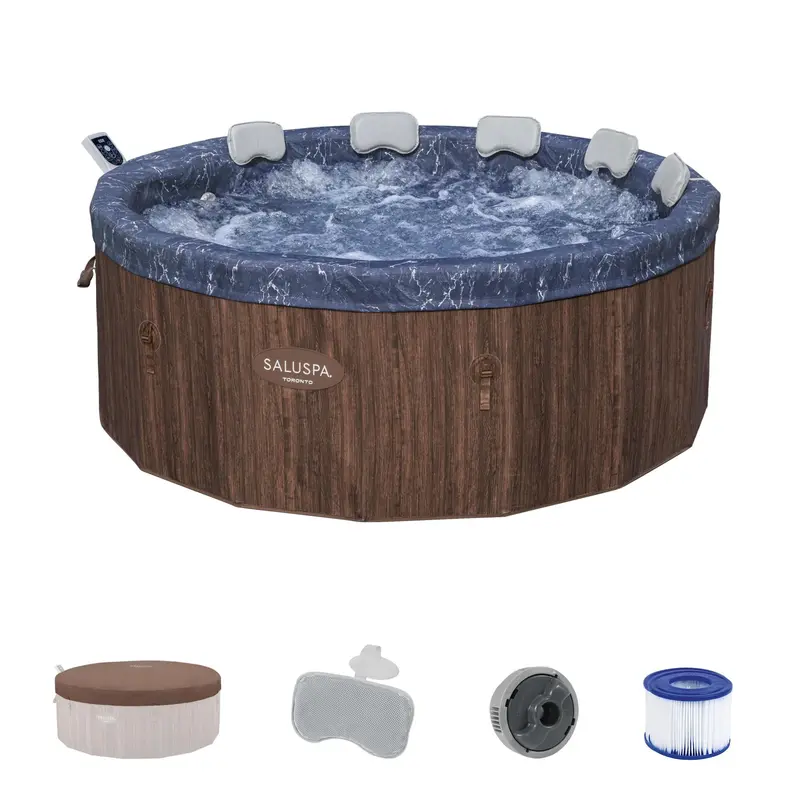 Bestway Saluspa Toronto Hot Tub – Energy-Efficient 5–7 Person Airjet Spa With App Control, Brown 1