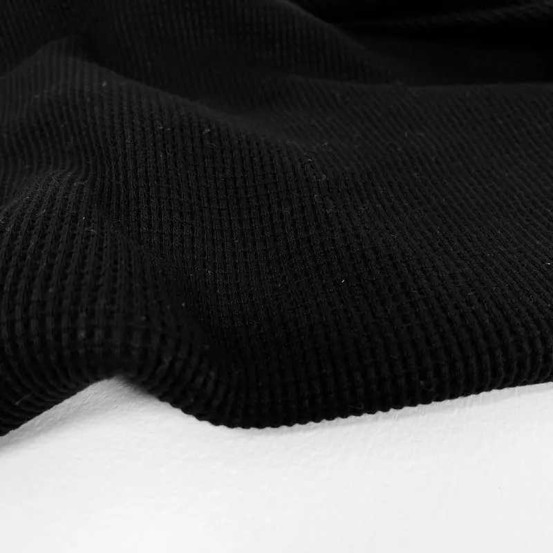Black #7 Organic Cotton Waffle Thermal Fabric (250Gsm) 1