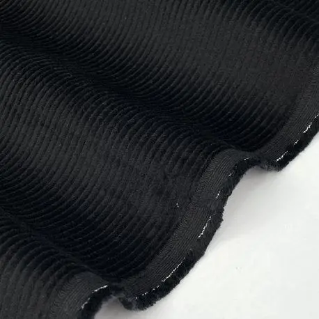 Black 8-Wale Stretch Corduroy Fabric 1