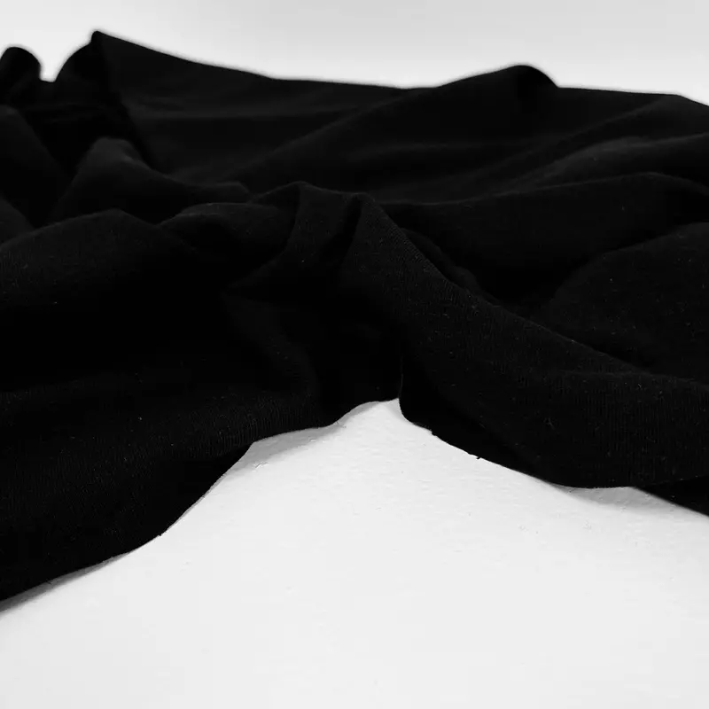 Black Hemp Organic Cotton Spandex Jersey (200 Gsm) 1