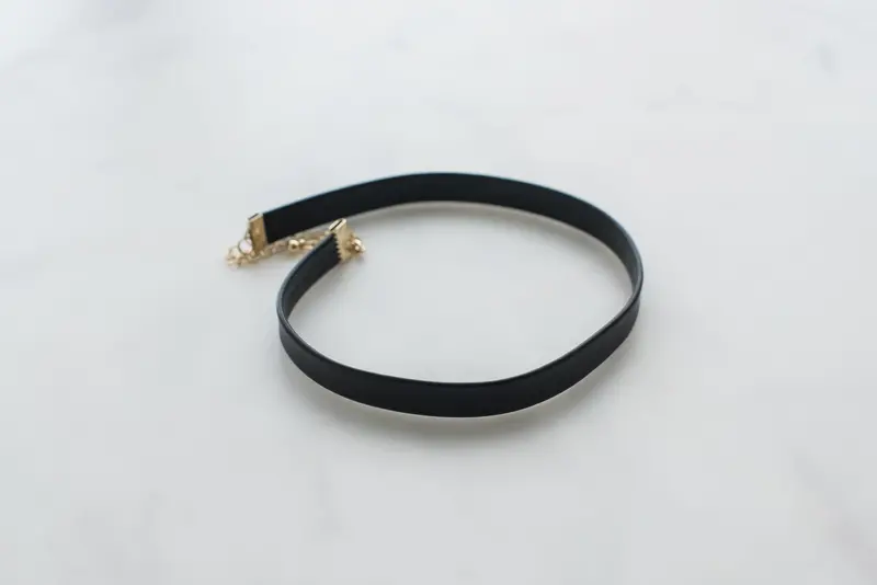Black Leather Choker Necklace 1