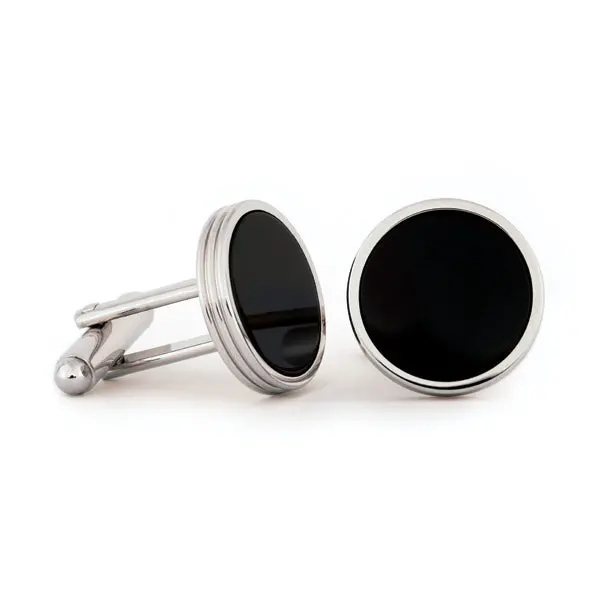 Black Onyx Concentric Design Cuff Links 1