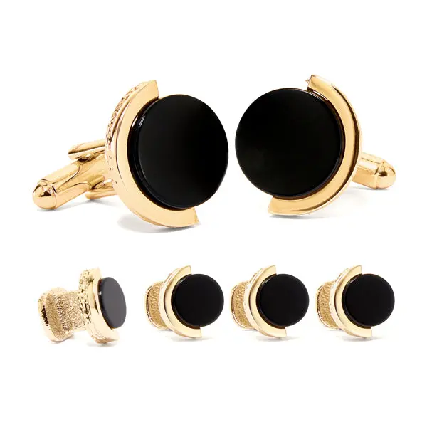 Black Onyx Cuff Links And Stud Set 1