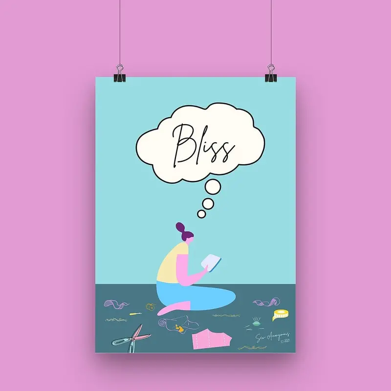 Bliss A4 Art Print – Calming Sewing-Inspired Design, Sew Anonymous 1