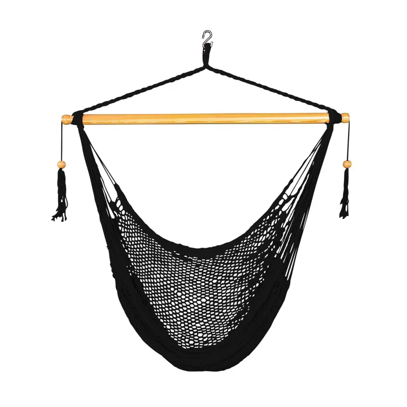 Bliss Tahiti Rope Hammock Chair With Spreader Bar, Mounting Hardware, And Black Finish 1
