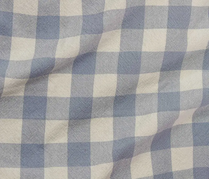 Blue Powder Organic Cotton Checkered Fabric – Soft-Hued Eco-Friendly Gingham 1