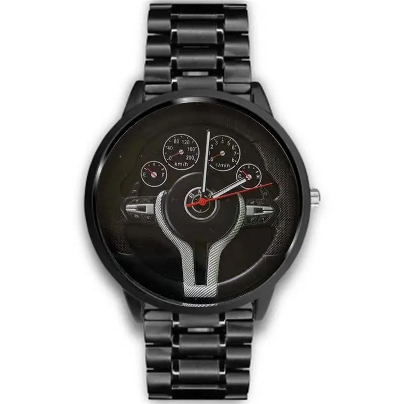 Bmw-Themed Steering Wheel Watch – Automotive-Inspired Analog Wristwatch 1