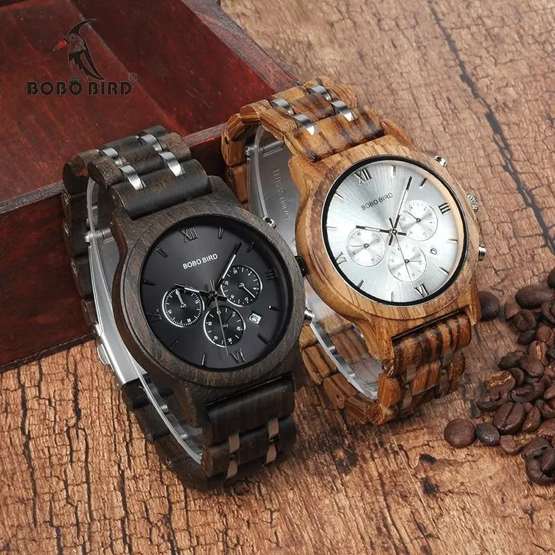 Bobo Bird Wooden Grain Watch For Men – Artisan Wood Finish 1