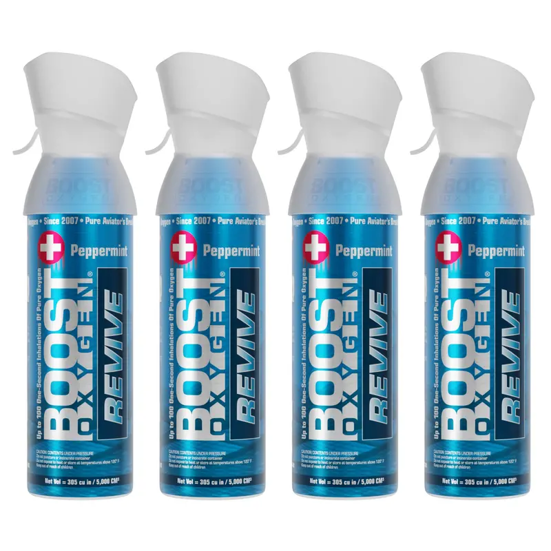 Boost Oxygen Natural Portable 5L Peppermint-Flavored Canned Oxygen – 4-Canister Pack 1