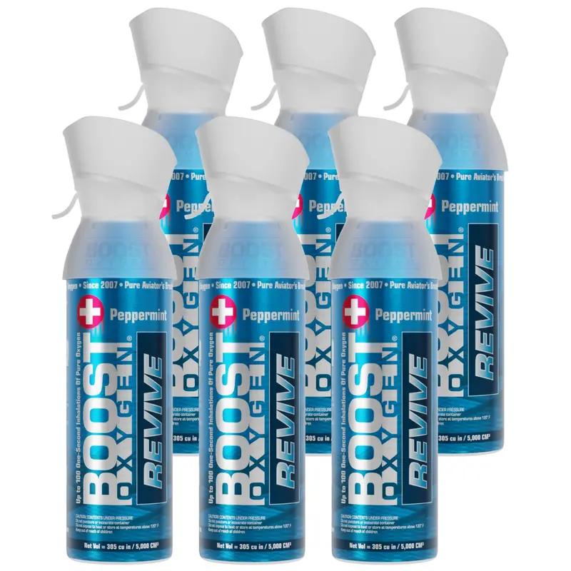 Boost Oxygen Natural Portable 5L Peppermint-Infused Oxygen – 6-Canister Pack 1