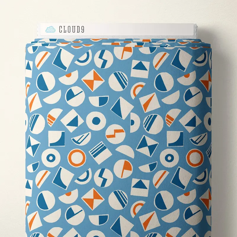 Bop Blue Poplin Fabric By Ariana Martin For Cloud 9 Fabrics – Orchard Deco Collection 1