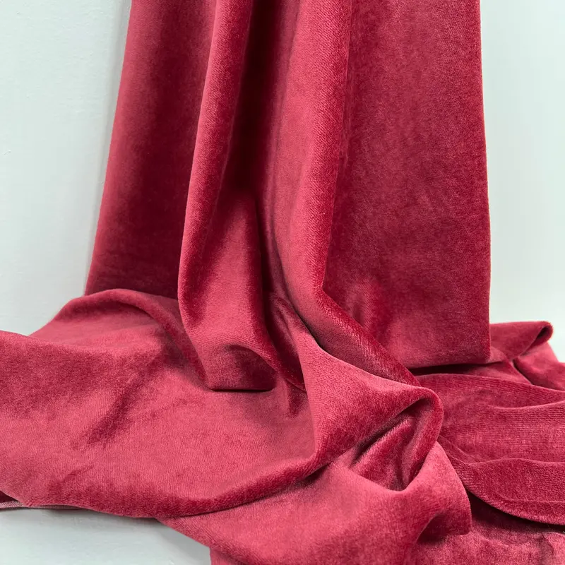 Brick Red Bamboo-Blend Organic Cotton Velour Fabric 1