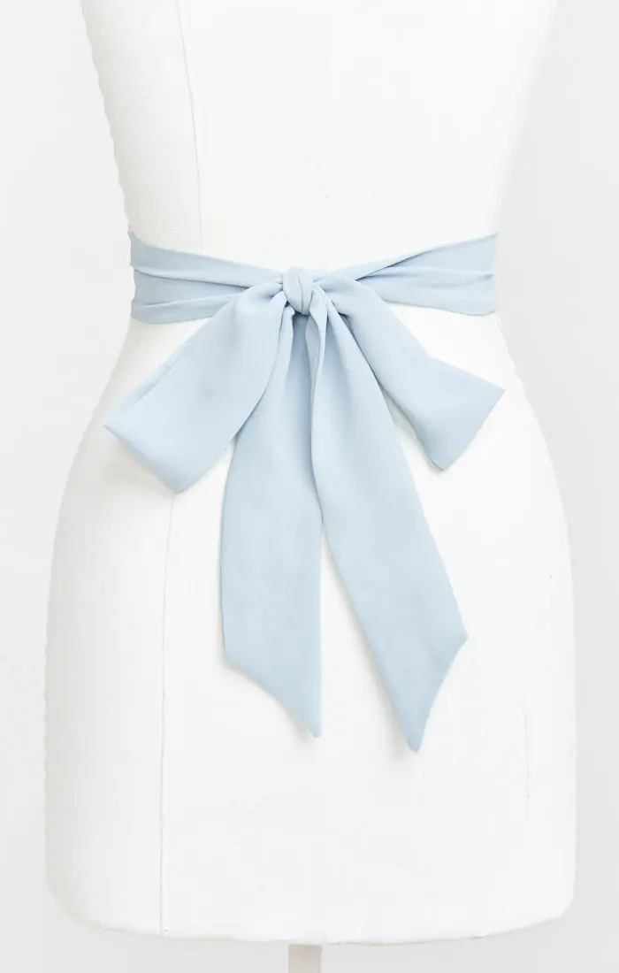 Bridesmaid Chiffon Sash In Steel Blue 1