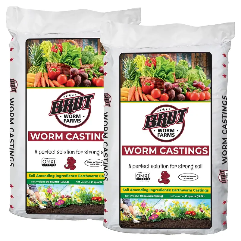 Brut Worm Farms Organic Worm Castings Soil Enhancer – 30-Lb Bag (2-Pack) 1