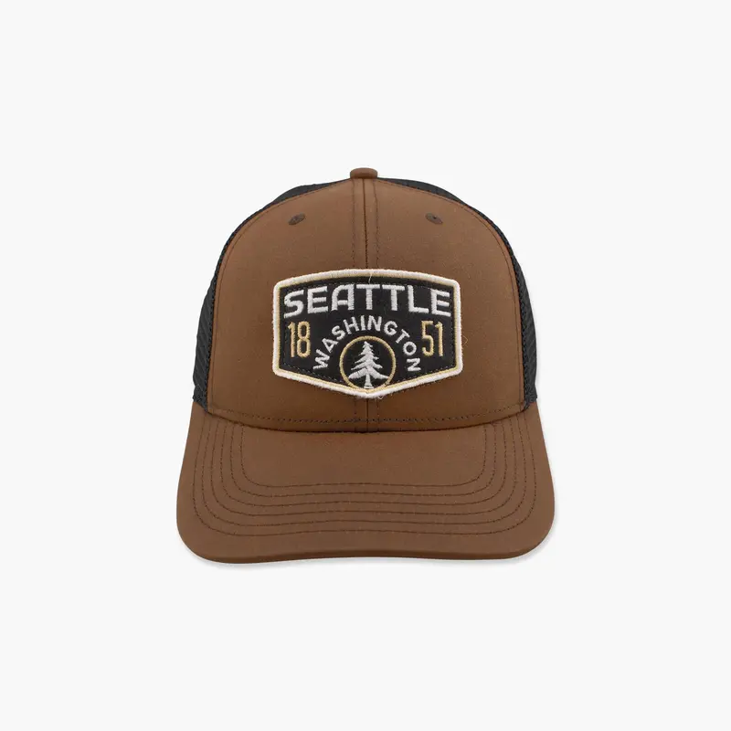 Call Out Brown Oilcloth & Black Seattle Trucker Hat 1